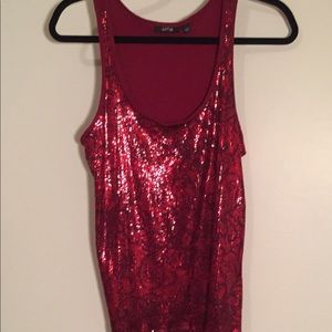 apt.9 Sequin Red Sleeveless tank top